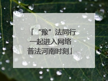 “豫”法同行 一起进入网络普法河南时刻