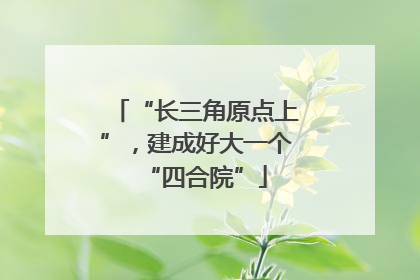 “长三角原点上”，建成好大一个“四合院”