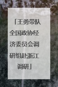 王勇带队全国政协经济委员会调研组赴浙江调研