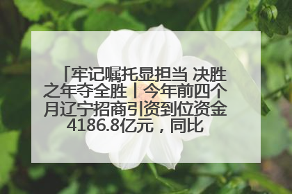 牢记嘱托显担当 决胜之年夺全胜丨今年前四个月辽宁招商引资到位资金4186.8亿元，同比增长17.4%