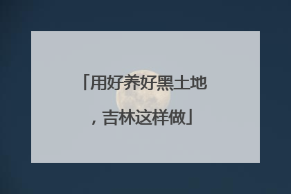 用好养好黑土地，吉林这样做