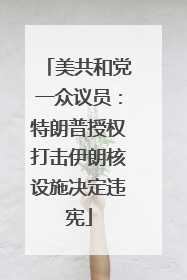 美共和党一众议员：特朗普授权打击伊朗核设施决定违宪