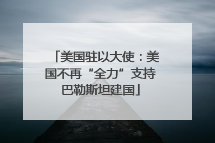 美国驻以大使：美国不再“全力”支持巴勒斯坦建国