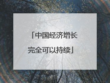 中国经济增长完全可以持续