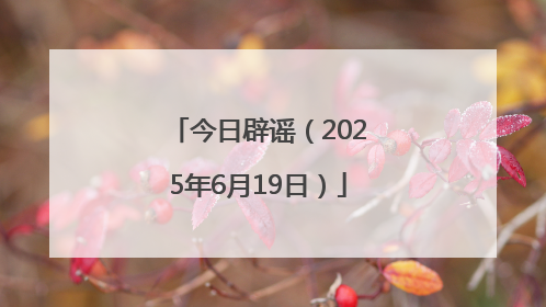 今日辟谣（2025年6月19日）