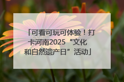 可看可玩可体验！打卡河南2025“文化和自然遗产日”活动