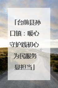 台前县孙口镇：暖心守护践初心 为民服务显担当