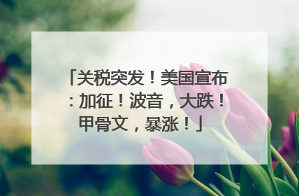 关税突发！美国宣布：加征！波音，大跌！甲骨文，暴涨！