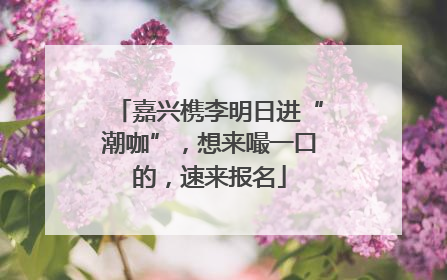 嘉兴槜李明日进“潮咖”，想来嘬一口的，速来报名