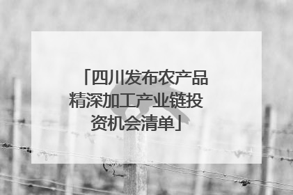 四川发布农产品精深加工产业链投资机会清单