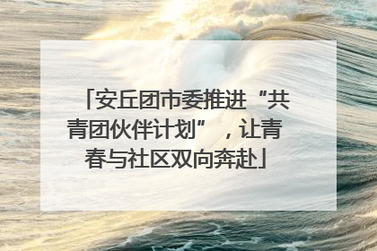 安丘团市委推进“共青团伙伴计划”，让青春与社区双向奔赴