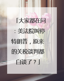 大家都在问：美法院叫停特朗普，原来的关税谈判都白谈了？