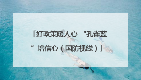 好政策暖人心 “孔雀蓝”增信心（国防视线）