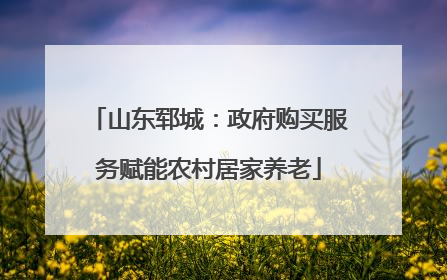 山东郓城：政府购买服务赋能农村居家养老