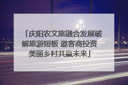 庆阳农文旅融合发展破解旅游短板 邀客商投资美丽乡村共赢未来