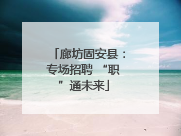 廊坊固安县：专场招聘 “职”通未来