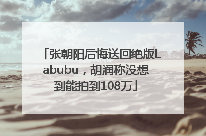 张朝阳后悔送回绝版Labubu，胡润称没想到能拍到108万