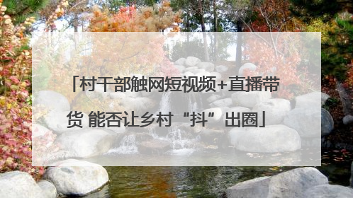 村干部触网短视频+直播带货 能否让乡村“抖”出圈