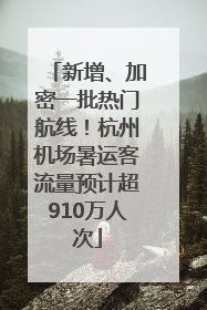 新增、加密一批热门航线！杭州机场暑运客流量预计超910万人次