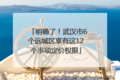 明确了！武汉市6个远城区享有这12个事项定价权限