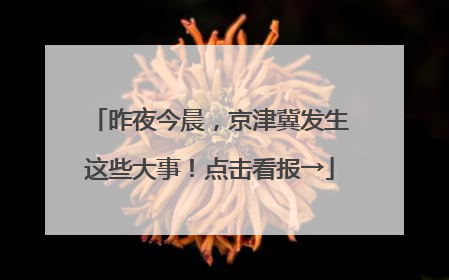 昨夜今晨，京津冀发生这些大事！点击看报→