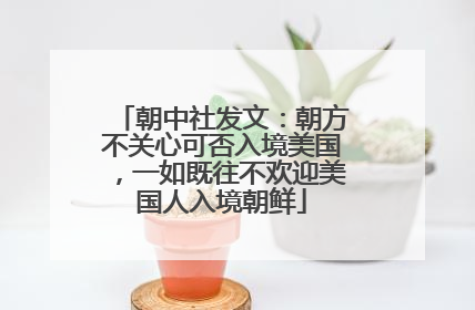 朝中社发文：朝方不关心可否入境美国，一如既往不欢迎美国人入境朝鲜