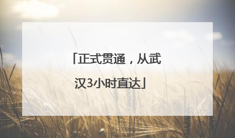 正式贯通，从武汉3小时直达