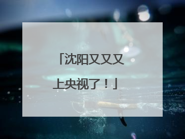 沈阳又又又上央视了！
