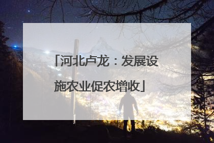 河北卢龙：发展设施农业促农增收