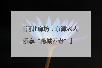 河北廊坊：京津老人乐享“跨城养老”