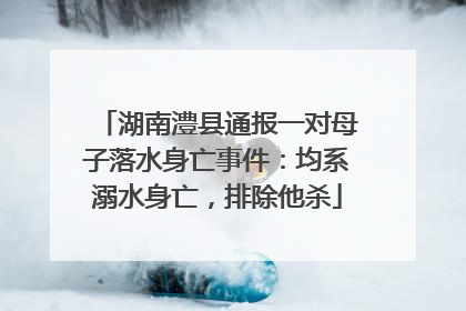 湖南澧县通报一对母子落水身亡事件：均系溺水身亡，排除他杀