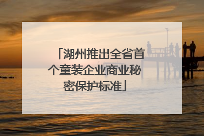 湖州推出全省首个童装企业商业秘密保护标准