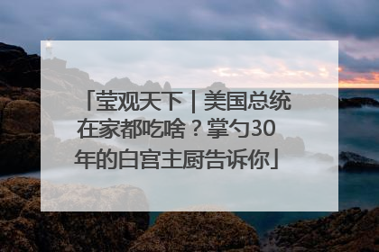 莹观天下｜美国总统在家都吃啥？掌勺30年的白宫主厨告诉你