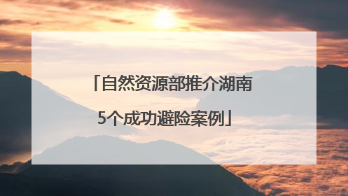 自然资源部推介湖南5个成功避险案例