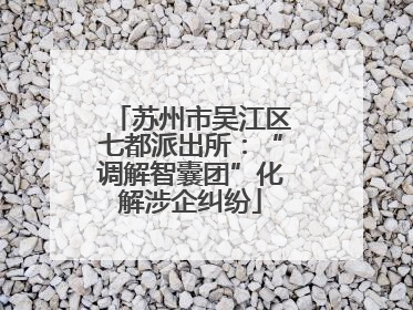 苏州市吴江区七都派出所：“调解智囊团”化解涉企纠纷