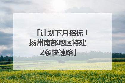 计划下月招标！扬州南部地区将建2条快速路