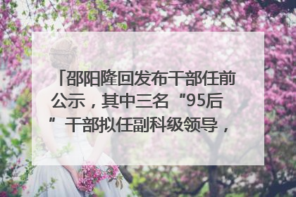 邵阳隆回发布干部任前公示，其中三名“95后”干部拟任副科级领导，均系硕士选调生