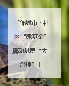 邹城市：社区“微基金”撬动基层“大治理”