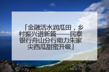 金融活水润瓜田，乡村振兴谱新篇——民泰银行舟山分行助力朱家尖西瓜甜蜜升级