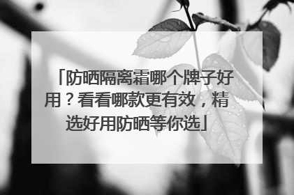 防晒隔离霜哪个牌子好用？看看哪款更有效，精选好用防晒等你选