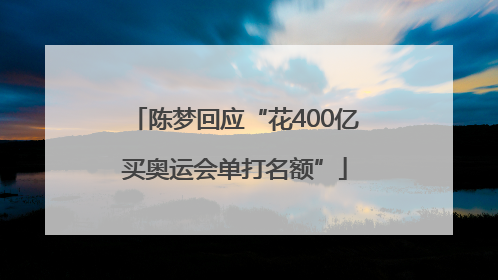 陈梦回应“花400亿买奥运会单打名额”