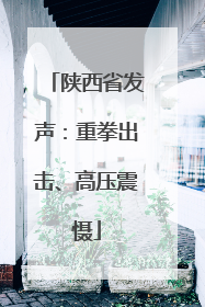 陕西省发声：重拳出击、高压震慑
