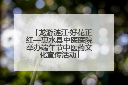 龙游涟江·好花正红—惠水县中医医院举办端午节中医药文化宣传活动