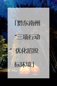黔东南州“三项行动”优化招投标环境
