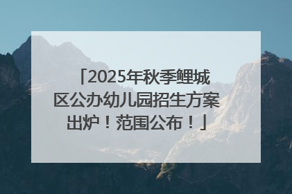 2025年秋季鲤城区公办幼儿园招生方案出炉！范围公布！