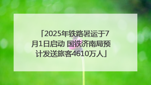 2025年铁路暑运于7月1日启动 国铁济南局预计发送旅客4610万人
